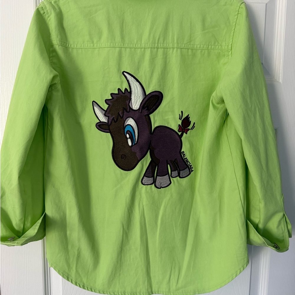 Balenciaga Lime Green Blouse with Bull Design